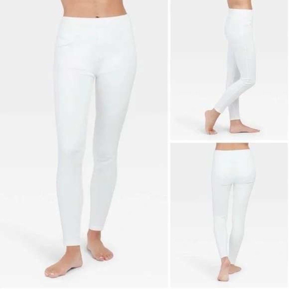 Assets by Spanx White Shaping Denim Leggings Style 20363R M Medium Pull On